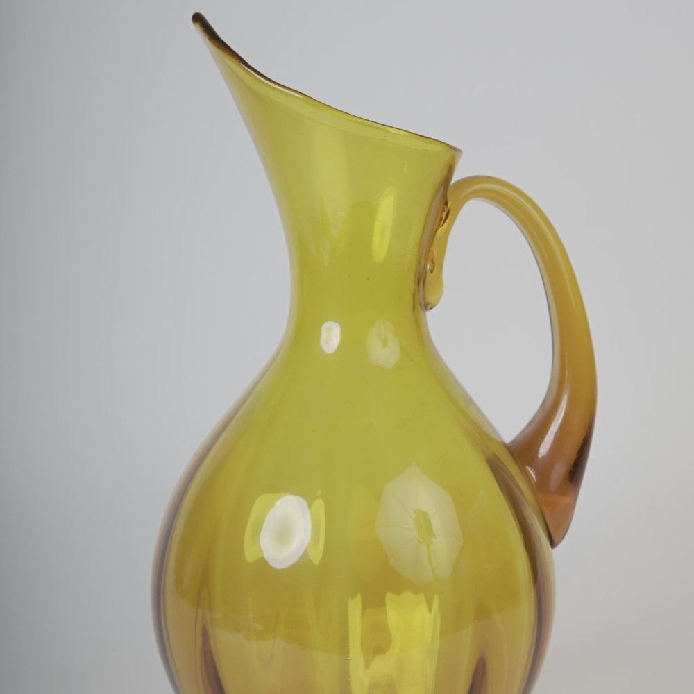 Blenko Mid Century Blown Glass Amber Gold Pitcher c.1950